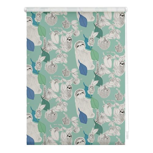 4251369827838 - Seitenzugrollo ORIGINAL Rollo Klemmfix ohne Bohren Verdunkelung Sloths on turquoise - Grün Rollos Gr 150 cm stufenlos positionierbar 80 cm grün (grün weiß) Kinder Kinderzimmer-Rollos 4251369827838 - Seitenzugrollo ORIGINAL Rollo Klemmfix ohne Bohren Verdunkelung Sloths on turquoise - Grün Rollos Gr 150 cm stufenlos positionierbar 80 cm grün (grün weiß) Kinder Kinderzimmer-Rollos