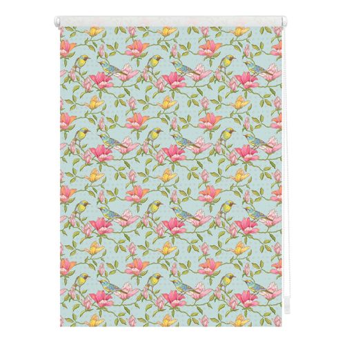 4251369833839 - Seitenzugrollo ORIGINAL Rollo Klemmfix ohne Bohren Verdunkelung Birds - Grün Pink Rollos Gr 80 cm stufenlos positionierbar 150 cm grün (grün pink weiß) Verdunkelungsrollos