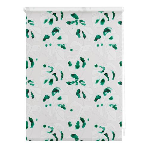 4251369827616 - Seitenzugrollo ORIGINAL Rollo Klemmfix ohne Bohren Verdunkelung Monstera - Grün grün (grün weiß) Rollos Kinder 150cm stufenlos positionierbar 70cm Polyester B70cm H150cm