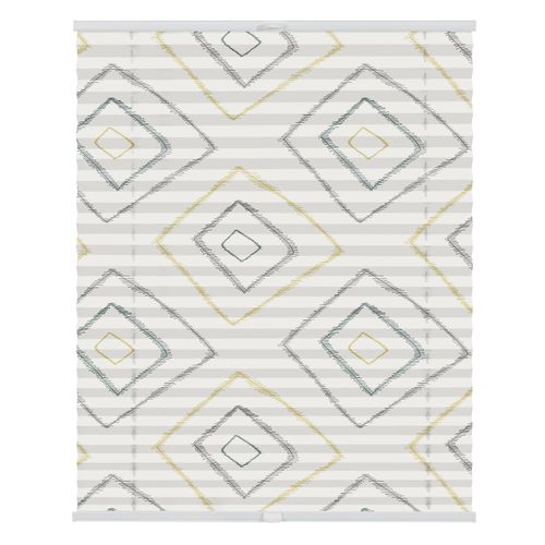 4251369828941 - Plissee ORIGINAL Plissee Klemmfix ohne Bohren blickdicht Stripy Boho Rectangle beige (beige weiß weiß) Plissees Kinder 130cm zweiseitig verschiebbar 60cm Obermaterial 100% Polyester B60cm H130cm