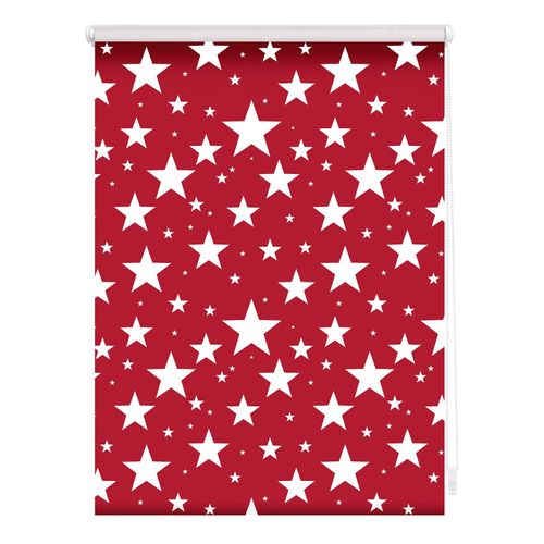 4250434146461 - Seitenzugrollo ORIGINAL Rollo Klemmfix ohne Bohren blickdicht Sterne Rollos Gr 150 cm stufenlos positionierbar 45 cm rot (rot weiß) Kinder Kinderzimmer-Rollos