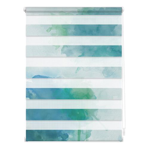 4250434139968 - Lichtblick Duo Rollo Klemmfix ohne Bohren blickdicht Aquarell - Blau Grün