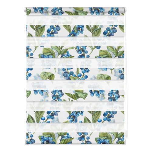 4250434140070 - Doppelrollo ORIGINAL Duo Rollo Motiv Heidelbeere Rollos Gr 150 cm 90 cm blau (blau grün) Doppelrollos Rollo bedruckt