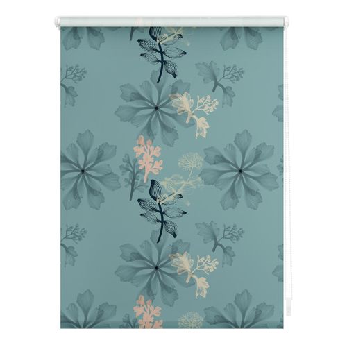 4251369827517 - Seitenzugrollo ORIGINAL Rollo Klemmfix ohne Bohren Verdunkelung Aqua Floral - Blau Rollos Gr 150 cm stufenlos positionierbar 70 cm blau (blau weiß) Kinder Kinderzimmer-Rollos
