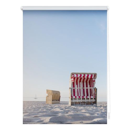 4250434138114 - Lichtblick Rollo Klemmfix ohne Bohren blickdicht Strandkorb gestreift - Blau Beige