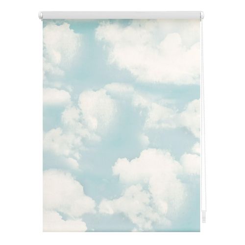4251369833495 - Seitenzugrollo ORIGINAL Rollo Klemmfix ohne Bohren Verdunkelung Wolken - Blau Rollos Gr 70 cm stufenlos positionierbar 150 cm blau (blau weiß) Verdunkelungsrollos