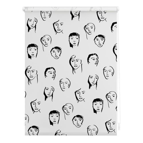 4251369827012 - Seitenzugrollo ORIGINAL Rollo Klemmfix ohne Bohren blickdicht Faces - Schwarz Rollos Gr 150 cm stufenlos positionierbar 120 cm schwarz (schwarz weiß) Kinder Kinderzimmer-Rollos