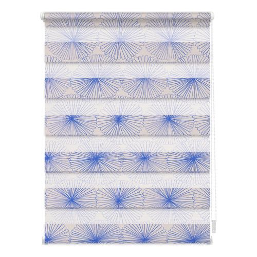 4251369825506 - Doppelrollo ORIGINAL Duo Rollo Klemmfix ohne Bohren blickdicht Flower wheel - Gelb Rollos Gr 150 cm stufenlos positionierbar 70 cm blau (blau weiß) Doppelrollos