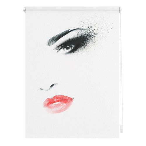 4250434114637 - Seitenzugrollo ORIGINAL Klemmfix Motiv Face Rollos Gr 150 cm 80 cm weiß (weiß weiß) Rollos ohne Bohren Rollo bedruckt