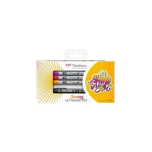 4003198150621 - Sunny Lettering Set 5-teilig 3x Marker ABT PRO in den Farben purple cherry chrome orange 1x Kalligraphie-Stif