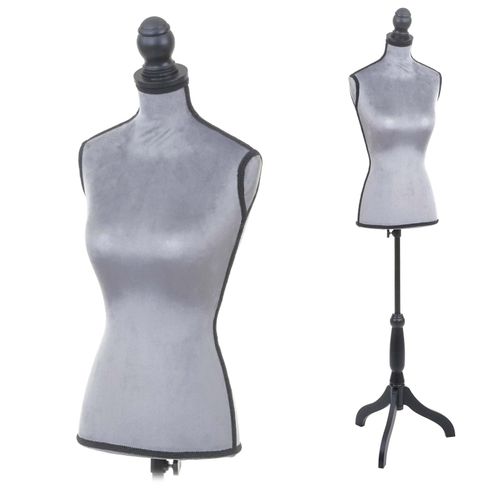 4057651319261 - Schneiderpuppe T221 Schaufensterpuppe Torso weiblich Schaumstoff ~ Samt grau