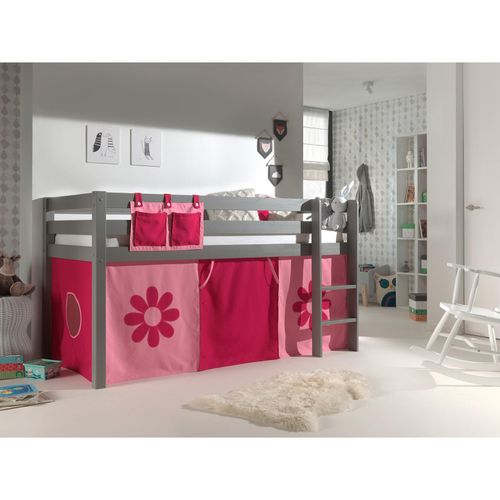 5420070234429 - VIPACK - Spielbett Pino mit Textilset Pink Flower Ausf Kiefer massiv grau lackiert 5420070234429 - VIPACK - Spielbett Pino mit Textilset Pink Flower Ausf Kiefer massiv grau lackiert