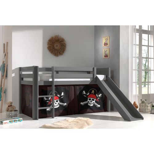 5420070236683 - Halbhohes Bett PINO mit Rutsche und Textilset Caribian Pirate Ausf Kiefer massiv versch Farben