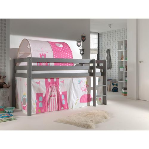 5420070234542 - VIPACK - Spielbett Pino mit Textilset Vorhang und Tunnel Princes Ausf Kiefer massiv grau lackier