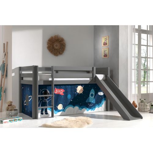 5420070236720 - VIPACK - Halbhohes Bett PINO mit Rutsche und Textilset Space Shuttle Ausf Kiefer massiv grau la 5420070236720 - VIPACK - Halbhohes Bett PINO mit Rutsche und Textilset Space Shuttle Ausf Kiefer massiv grau la