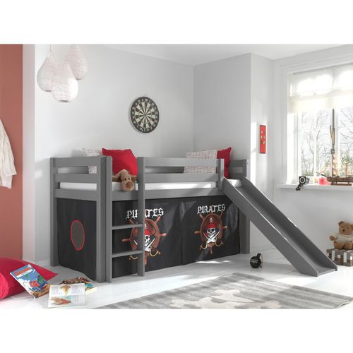 5420070234825 - VIPACK - Spielbett Pino mit Rutsche und Textilset Pirates Ausf Kiefer massiv grau lackiert 5420070234825 - VIPACK - Spielbett Pino mit Rutsche und Textilset Pirates Ausf Kiefer massiv grau lackiert