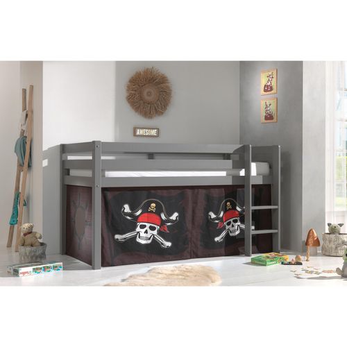 5420070236478 - VIPACK - Halbhohes Bett PINO mit Textilset Caribian Pirate Ausf Kiefer massiv grau lackiert 5420070236478 - VIPACK - Halbhohes Bett PINO mit Textilset Caribian Pirate Ausf Kiefer massiv grau lackiert