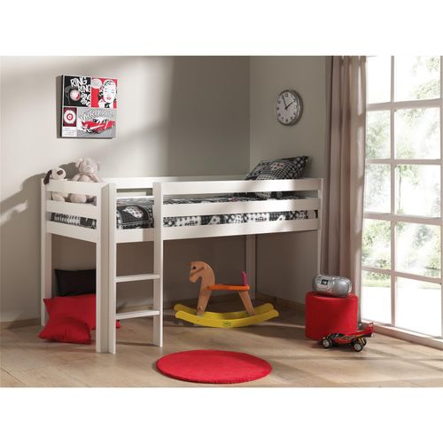 5420070207430 - Spielbett Kinderzimmer PINOO-12 in Kiefer massiv weiß lackiert mit Leiter b h t ca 210 114 106 cm - weiß 5420070207430 - Spielbett Kinderzimmer PINOO-12 in Kiefer massiv weiß lackiert mit Leiter b h t ca 210 114 106 cm - weiß