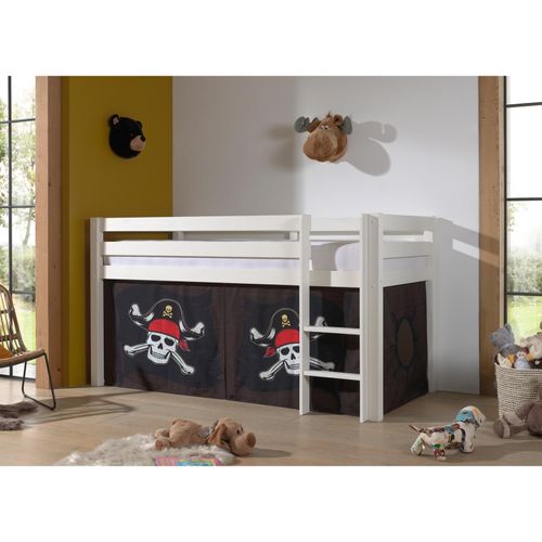 5420070236331 - VIPACK - Halbhohes Bett PINO mit Textilset Caribian Pirate Ausf Kiefer massiv weiß lackiert