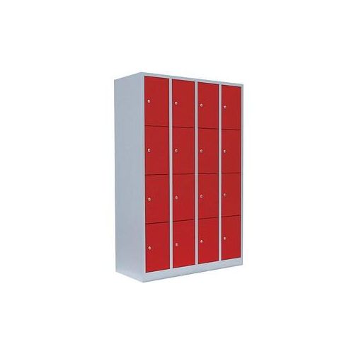 4061815518162 - Schließfachschrank 520444 Metall 4 Abteile mit 16 Fächern abschließbar 117x180cm (BxH) rot 4061815518162 LÜLLMANN 4061815518162 - Schließfachschrank 520444 Metall 4 Abteile mit 16 Fächern abschließbar 117x180cm (BxH) rot 4061815518162 LÜLLMANN