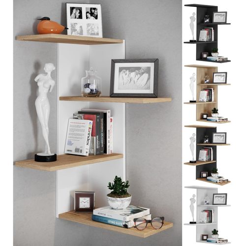 4051814414190 - Holzregal hängend platzsparendes Regal Maße H 77 x B 45 x T 45 cm Elegantes Regal hängend Aufbewahrungsregal Bücherregal Wandboard - Regal Balos 4051814414190 - Holzregal hängend platzsparendes Regal Maße H 77 x B 45 x T 45 cm Elegantes Regal hängend Aufbewahrungsregal Bücherregal Wandboard - Regal Balos