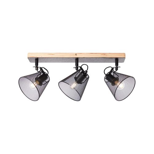 4004353378768 - Lampe Whole Spotbalken 3flg schwarz holzfarbend Metall Holz 3x D45 E14 40WTropfenlampen (nicht enthalten) - schwarz - Brilliant