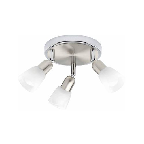 4004353038594 - BRILLIANT Lampe Sofia Spotrondell 3flg eisen chrom weiß 3x D45 E14 40W geeignet für Tropfenlampen (nicht enthalten) Köpfe schwenkbar - silber