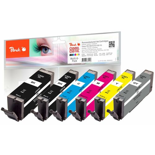 7640182384456 - C550 XL 6 Druckerpatronen XL (bk bkph gy c m y) ersetzt Canon PGI-550XL CLI-551XL für zB Canon Pixma IP 7250 Canon Pixma IP 8750 (wiederaufbereitet) 7640182384456 - C550 XL 6 Druckerpatronen XL (bk bkph gy c m y) ersetzt Canon PGI-550XL CLI-551XL für zB Canon Pixma IP 7250 Canon Pixma IP 8750 (wiederaufbereitet)