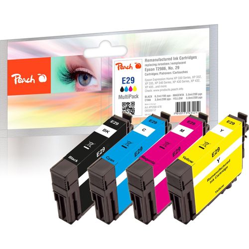 7640173434252 - E29 4 Druckerpatronen (bk c m y) ersetzt Epson T2986 No 29 C13T29864010 für zB Epson Expression Home XP -235 (wiederaufbereitet) 7640173434252 - E29 4 Druckerpatronen (bk c m y) ersetzt Epson T2986 No 29 C13T29864010 für zB Epson Expression Home XP -235 (wiederaufbereitet)