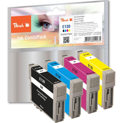 7640148552035 - E130 4 Druckerpatronen XL (bk c m y) ersetzt Epson T1305 C13T13054010 für zB Epson Stylus Office BX 635 FWD Epson Stylus Office BX 625 FWD (wiederaufbereitet)