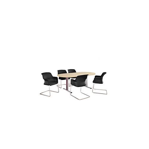 4250510839140 - Select Besprechungstisch Planova Basic Oval T-Fuß B 2000 x T 1000 x H 717 mm Ahorn weißaluminium RAL 9006 4250510839140 - Select Besprechungstisch Planova Basic Oval T-Fuß B 2000 x T 1000 x H 717 mm Ahorn weißaluminium RAL 9006