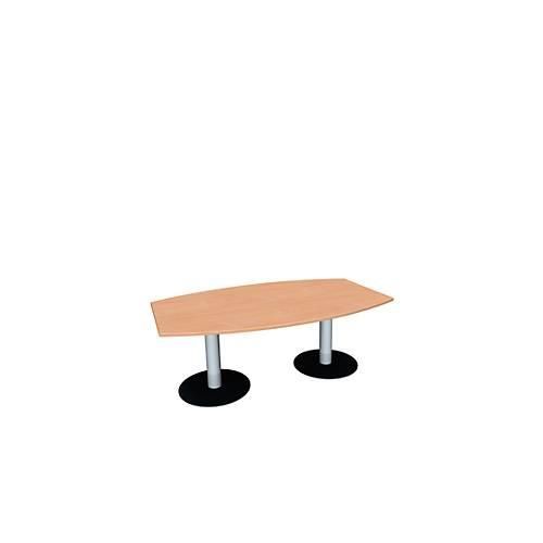 4038933420035 - Konferenztisch bis 6 Personen Boot Tellerfuß B 2000 x T 800 x H 720 mm Buche weißaluminium 4038933420035 - Konferenztisch bis 6 Personen Boot Tellerfuß B 2000 x T 800 x H 720 mm Buche weißaluminium