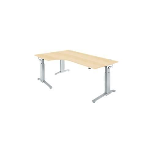 4250510932568 - Genius Winkelschreibtisch PLANOVA ERGOSTYLE elektrisch höhenverstellbar 90° Winkel links C-Fuß B 2000 mm Ahorn weißalu