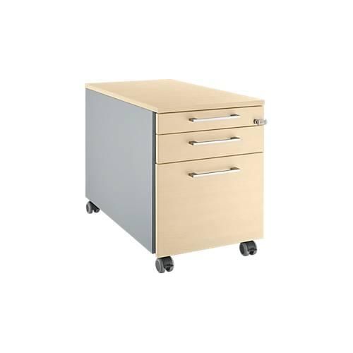 4250510832622 - Select Rollcontainer 126 mit Griff eckig weißalu weißalu Ahorn-Dekor