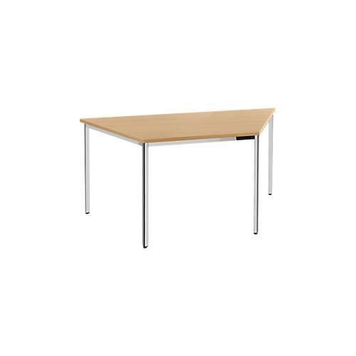 8697837509848 - Konferenztisch bis 6 Personen Trapez 4-Fuß Quadratrohr B 1600 x T 800 x H 720 mm Buche chromsilber 8697837509848 - Konferenztisch bis 6 Personen Trapez 4-Fuß Quadratrohr B 1600 x T 800 x H 720 mm Buche chromsilber