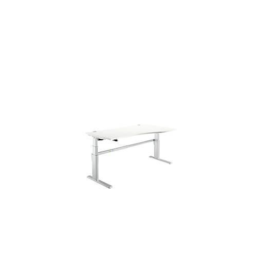 4250510872413 - Schreibtisch Komfort elektrisch höhenverstellbar Freiform Ansatz rechts C-Fuß B 1800 x T 1000 800 x H 655-1305 mm weiß weißalu