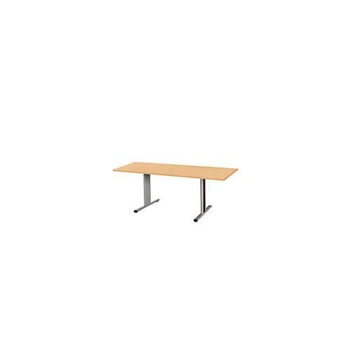 4250510839058 - Pure Besprechungstisch Planova Basic Rechteck T-Fuß B 1800 x T 800 x H 717 mm Buche weißaluminium RAL 9006