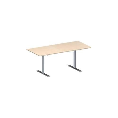 4251898814903 - Genius Konferenztisch MODENA FLEX Rechteck T-Fuß Rundrohr B 1800 x T 800 x H 650-850 mm Ahorn weißaluminium RAL 9006