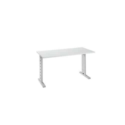 4251898813364 - Home Office Schreibtisch Moxxo IQ Rechteck C-Fuß B 1300 x T 650 x H 735 mm lichtgrau weißaluminium RAL 9006