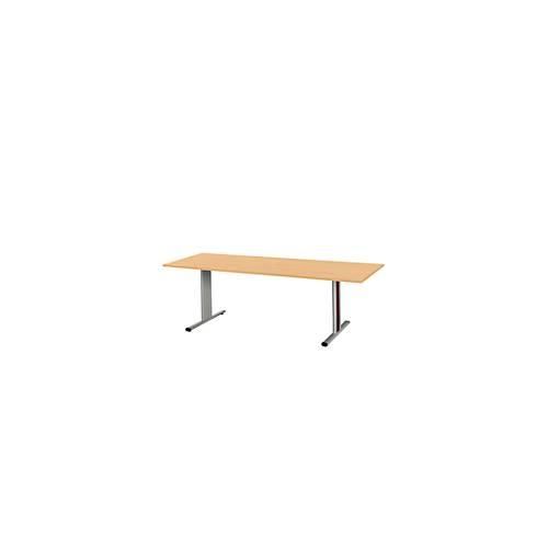 4250510839898 - Select Besprechungstisch Planova Basic Rechteck T-Fuß B 2000 x T 800 x H 717 mm Buche weißaluminium RAL 9006
