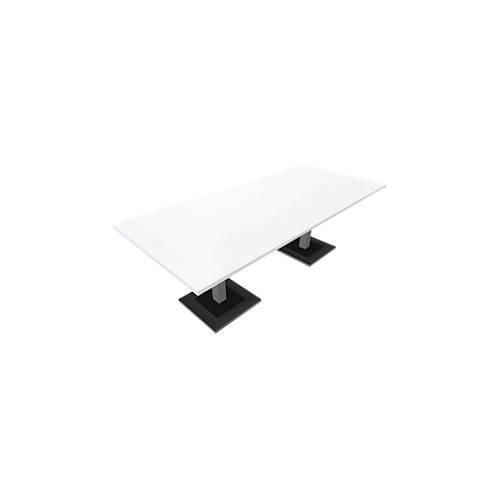4250510804360 - Konferenztisch QUANDOS BOX bis 6 Personen Rechteck Standfuß B 2200 x T 1000 x H 720-820 mm weiß alusilber 4250510804360 - Konferenztisch QUANDOS BOX bis 6 Personen Rechteck Standfuß B 2200 x T 1000 x H 720-820 mm weiß alusilber