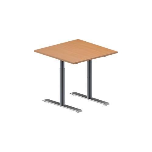 4251898814811 - Genius Konferenztisch MODENA FLEX Quadrat T-Fuß Rundrohr B 800 x T 800 x H 650-850 mm Buche weißaluminium RAL 9006 4251898814811 - Genius Konferenztisch MODENA FLEX Quadrat T-Fuß Rundrohr B 800 x T 800 x H 650-850 mm Buche weißaluminium RAL 9006