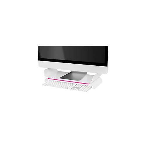 4002432120192 - Leitz® Ergo WOW Monitorständer ergonomisch für Monitore bis 27 ″ 2-stufig höhenverstellbar mit Stauraum für Tastatur B 209 x H 112 mm weiß pink