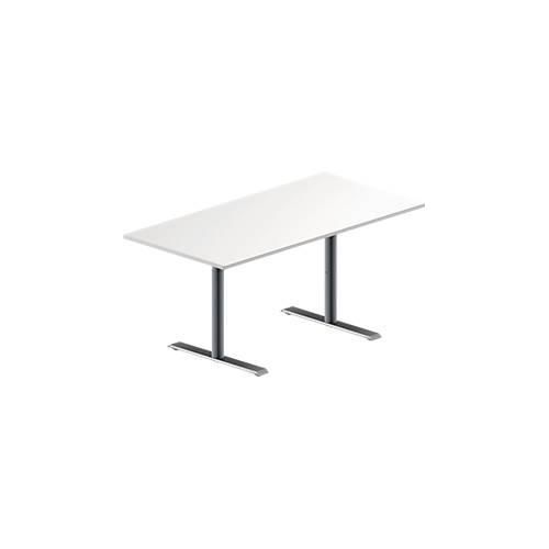 4251898817119 - Genius Konferenztisch MODENA FLEX Rechteck T-Fuß Rundrohr B 1600 x T 800 x H 650-850 mm weiß weißaluminium RAL 9006