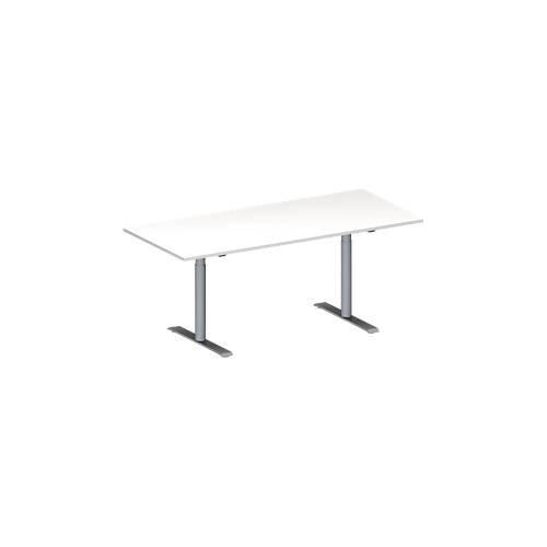 4251898814934 - Genius Konferenztisch MODENA FLEX Rechteck T-Fuß Rundrohr B 1800 x T 800 x H 650-850 mm weiß weißaluminium RAL 9006