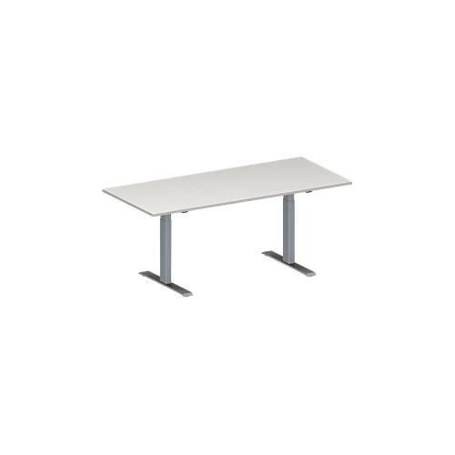 4251898815245 - Genius Konferenztisch MODENA FLEX Rechteck T-Fuß Rechteckrohr B 1800 x T 800 x H 650-850 mm lichtgrau weißaluminium RAL 9006 4251898815245 - Genius Konferenztisch MODENA FLEX Rechteck T-Fuß Rechteckrohr B 1800 x T 800 x H 650-850 mm lichtgrau weißaluminium RAL 9006