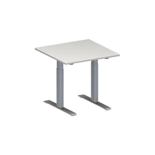 4251898815146 - Genius Konferenztisch MODENA FLEX Quadrat T-Fuß Rechteckrohr B 800 x T 800 x H 650-850 mm lichtgrau weißaluminium RAL 9006