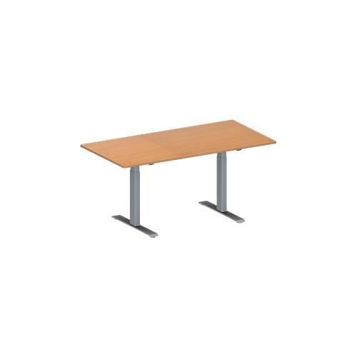 4251898817799 - Genius Konferenztisch MODENA FLEX Rechteck T-Fuß Rechteckrohr B 1600 x T 800 x H 650-850 mm Buche weißaluminium RAL 9006