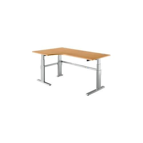 4250510871249 - Winkelschreibtisch Komfort elektrisch höhenverstellbar 90° Winkel Ansatz links C-Fuß B 2000 x T 120000 800 x H 655-1305 mm Buche weißaluminium 4250510871249 - Winkelschreibtisch Komfort elektrisch höhenverstellbar 90° Winkel Ansatz links C-Fuß B 2000 x T 120000 800 x H 655-1305 mm Buche weißaluminium