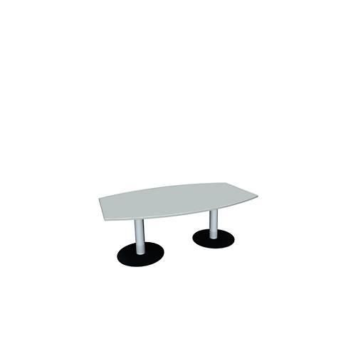 4038933420059 - Konferenztisch bis 6 Personen Boot Tellerfuß B 2000 x T 800 x H 720 mm lichtgrau weißaluminium 4038933420059 - Konferenztisch bis 6 Personen Boot Tellerfuß B 2000 x T 800 x H 720 mm lichtgrau weißaluminium